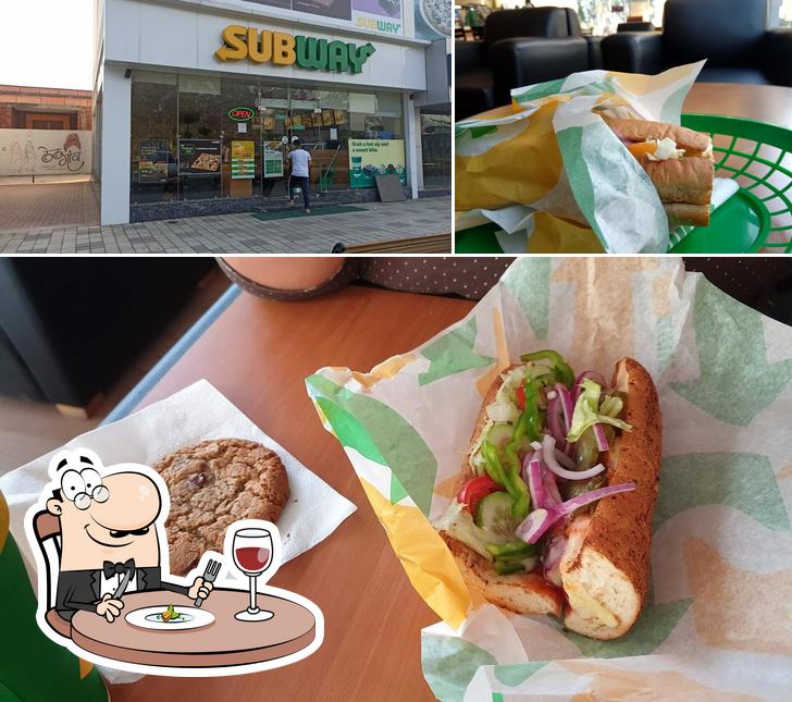 The photo of food and exterior at Subway