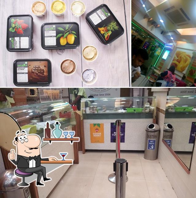 The restaurant's interior and food