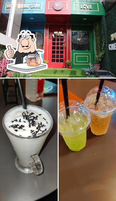 The photo of Hugs & Bite’s drink and exterior