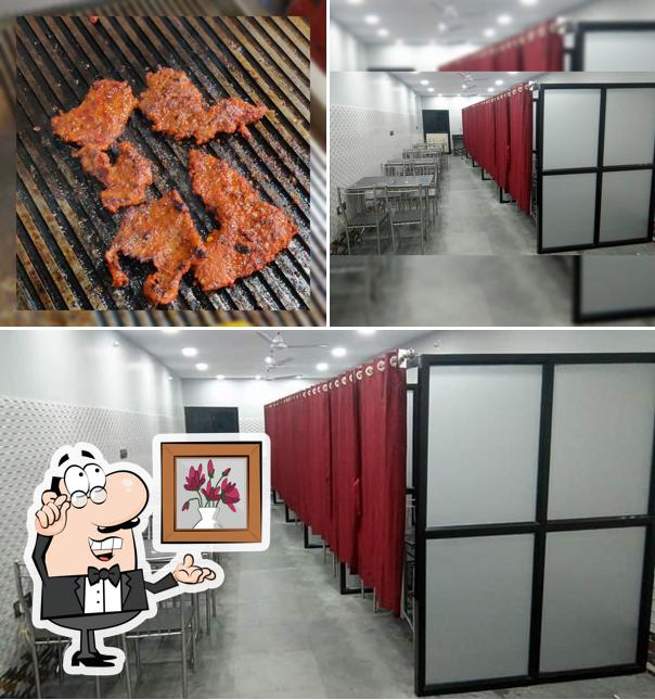 This is the picture displaying interior and food at Hotel Mirza