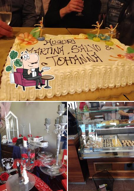 Questa è la foto che raffigura la interni e cibo di Pasticceria Santa Maria