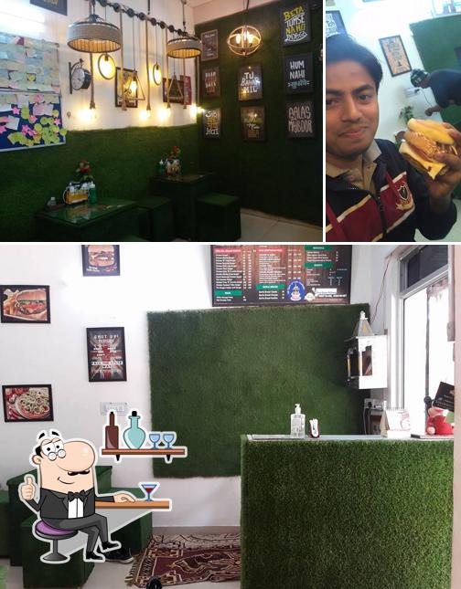 The restaurant's interior and food