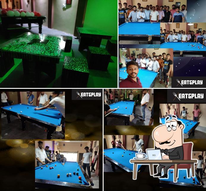 Take a seat at one of the tables at Eat & Play