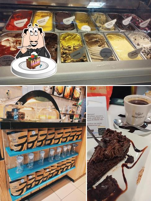 Bolo de chocolate em Benévolo Café e Gelato