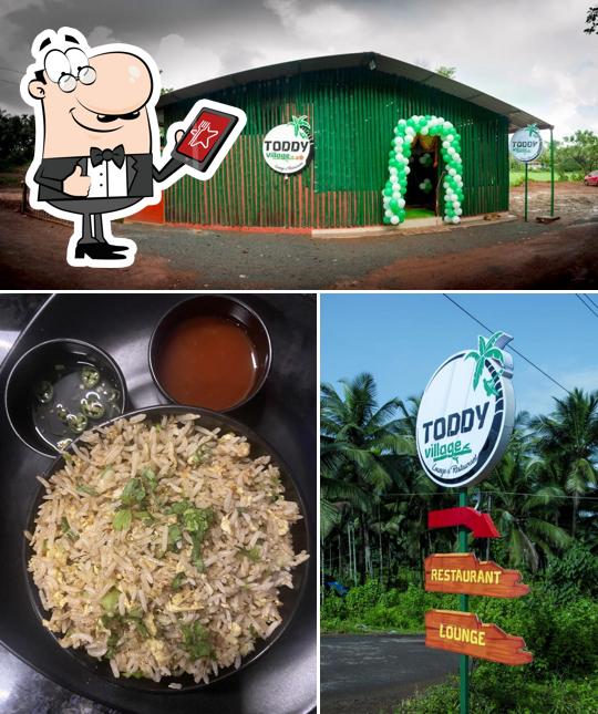 The photo of exterior and food at Toddy Village
