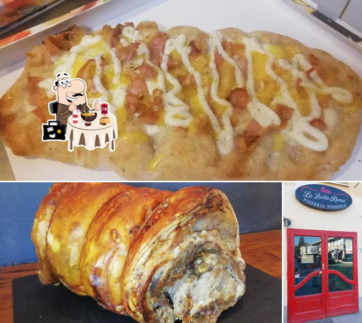 Questa è la immagine che mostra la cibo e esterno di Pizzeria-Pinseria La bella Roma