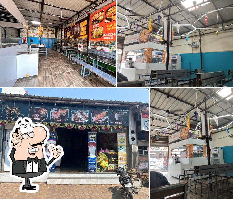 Check out the picture depicting interior and exterior at Krushna snack's, Shrigonda