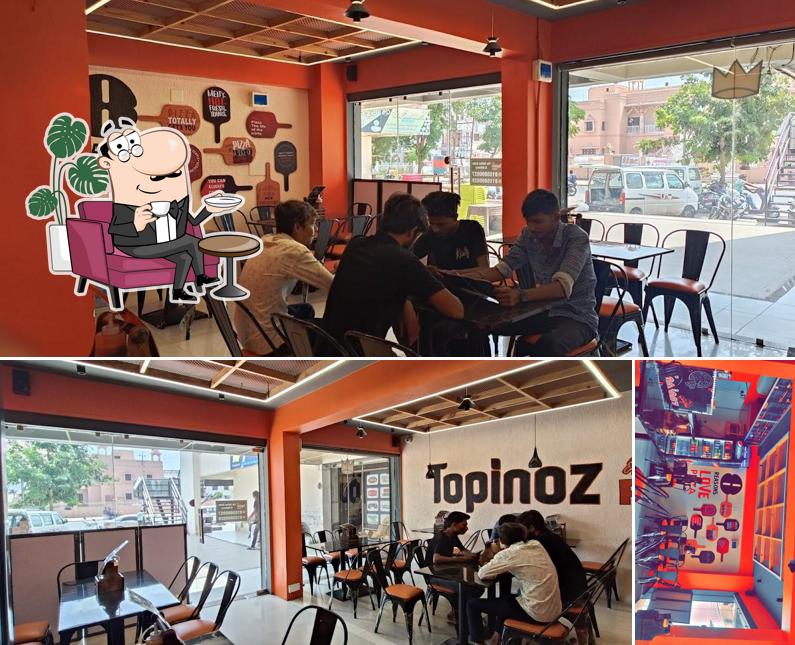 The restaurant's interior and food