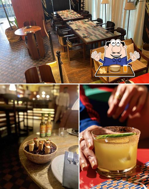Take a look at the picture depicting food and interior at Lyla Bombay