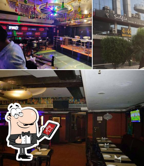 This is the photo showing exterior and bar counter at 4 on 44 Restaurant & Bar