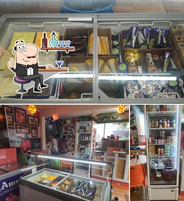 The interior of spoorthi cafe Amul ice cream parlour