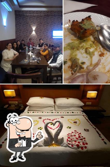 Take a look at the picture displaying interior and dessert at Club 26