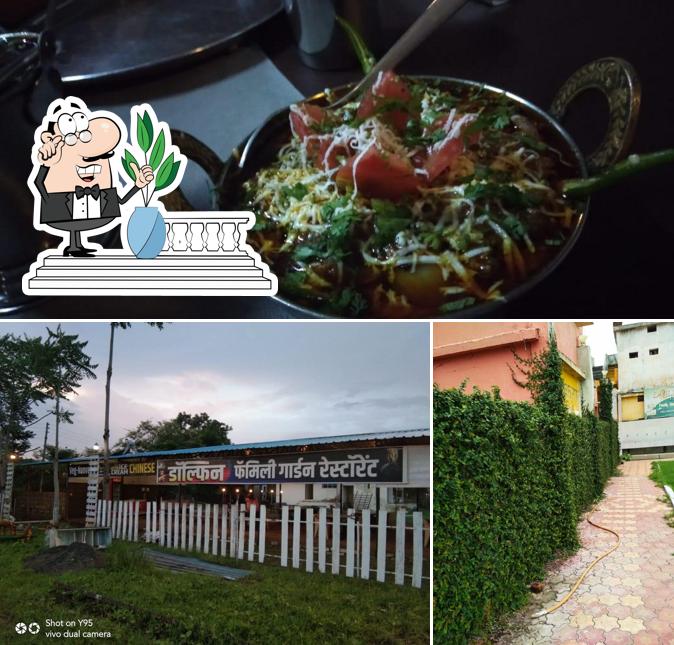 The restaurant's exterior and food