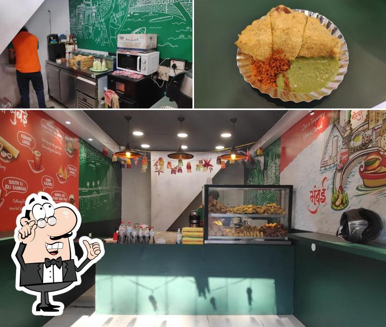 The restaurant's interior and cake