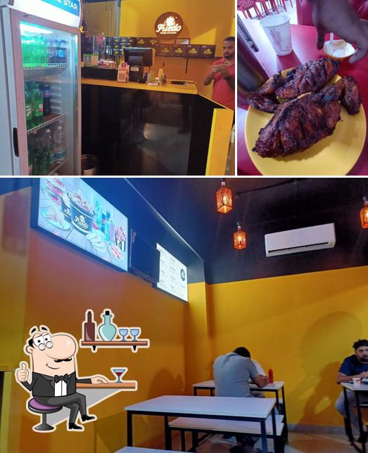 The restaurant's interior and food