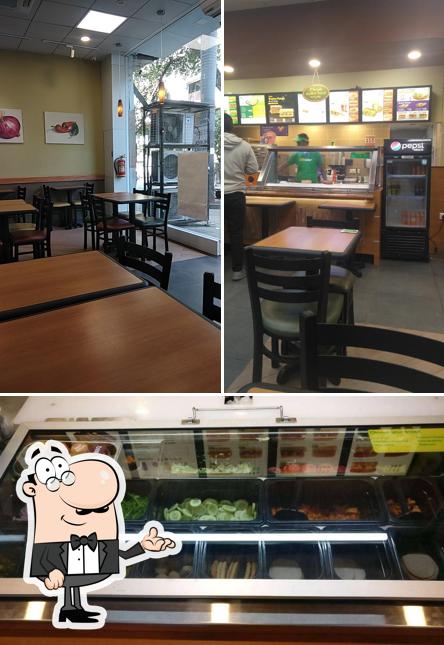 Check out the picture showing interior and food at Subway