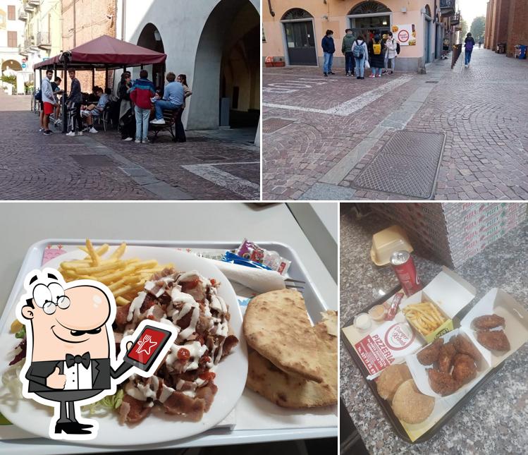 La esterno e cibo del ristorante
