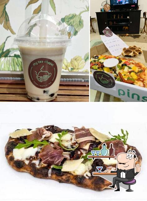 The photo of My Tea Chapel- Pinsa Pizza & Waffles’s interior and food