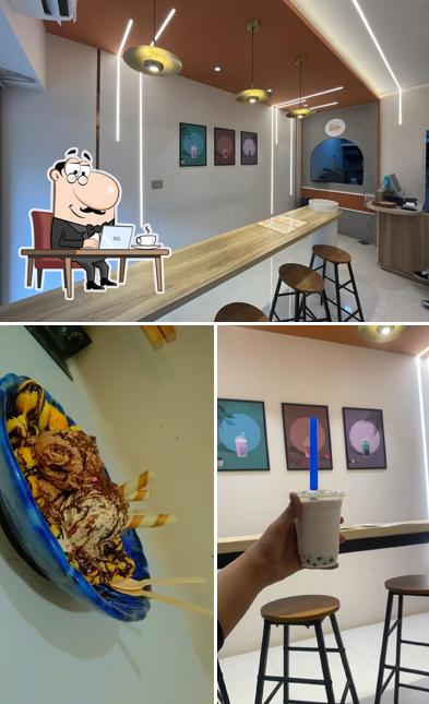 Among different things one can find interior and food at Milk N Pearl