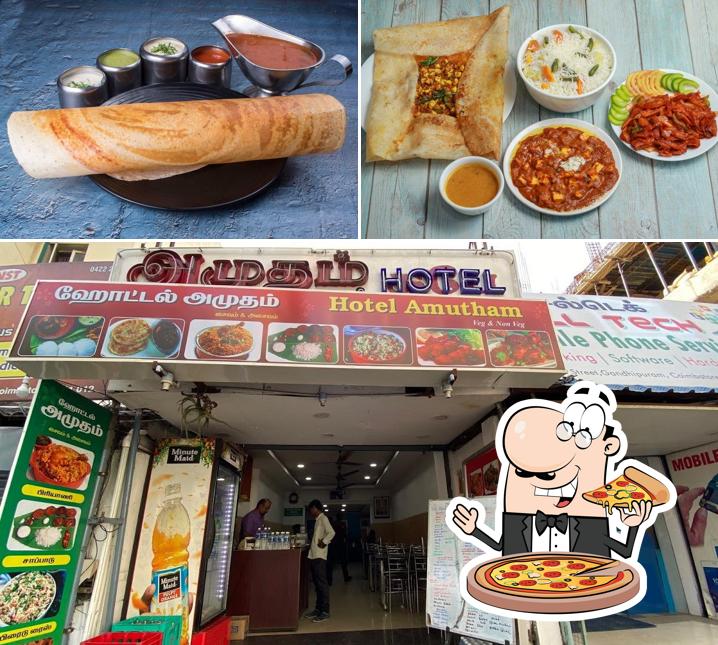 Get pizza at Amutham Cafe