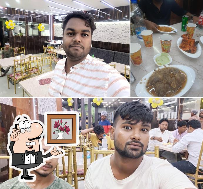 The restaurant's interior and food