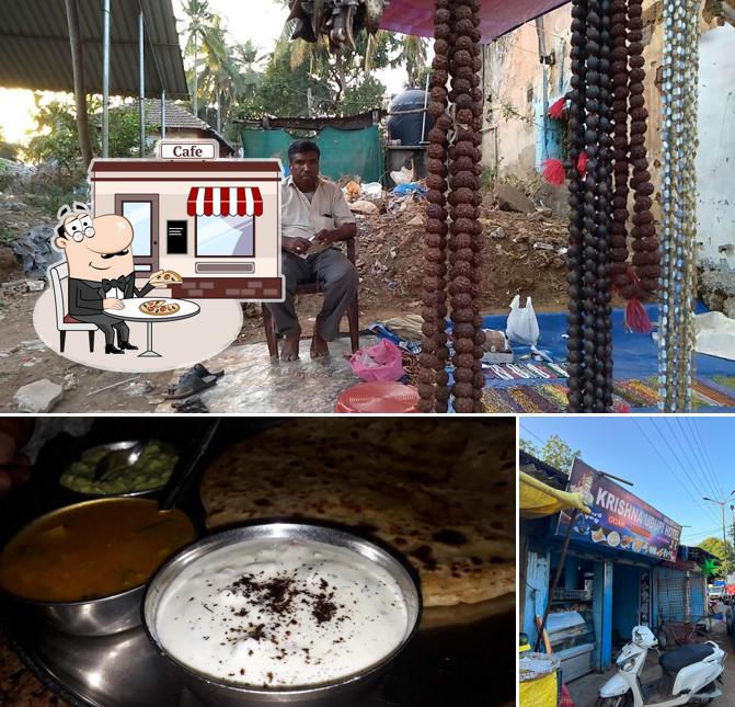 Among different things one can find exterior and beverage at Krishna Udupi Hotel