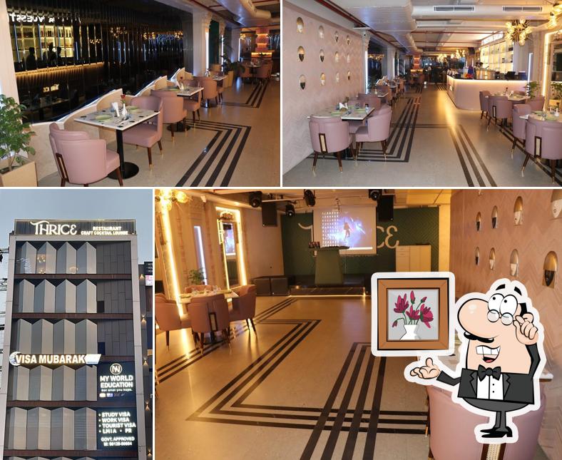 The interior of THRICE Restaurant Craft Cocktail Lounge