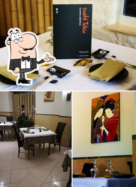 La interni e tavolo da pranzo del ristorante