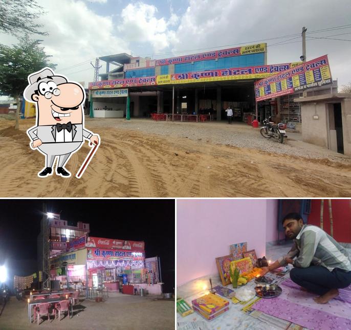 This is the photo displaying exterior and interior at Krishna Hotel