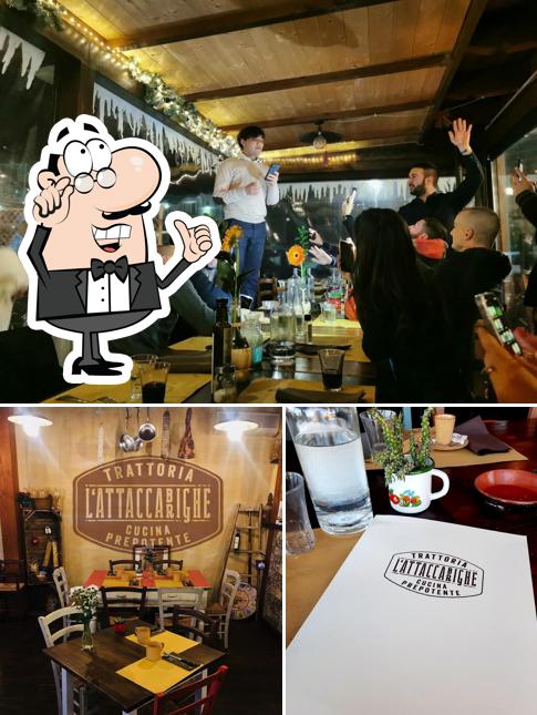 Tra le diverse cose da TRATTORIA L'Attaccabrighe si possono trovare la interni e bancone da bar