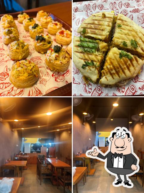 This is the photo depicting interior and food at The food factory