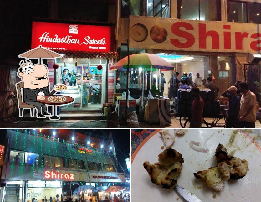 The picture of exterior and food at Shiraz Restaurant