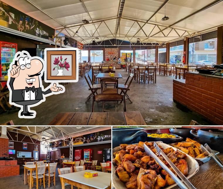 Esta é a imagem ilustrando interior e comida no Fernandinho Espetos e Restaurante