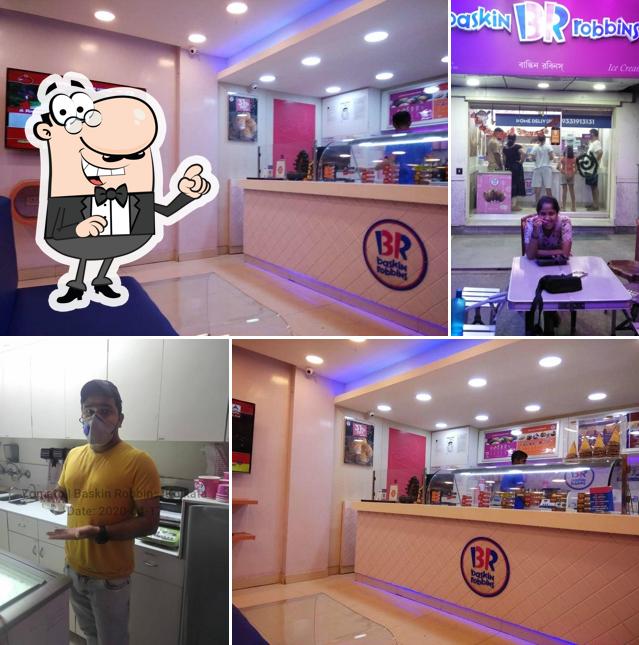 Take a seat at one of the tables at Baskin Robbins