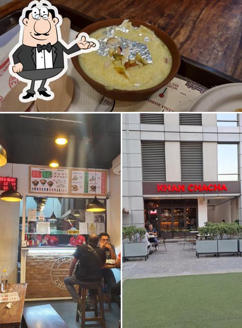 The restaurant's interior and food