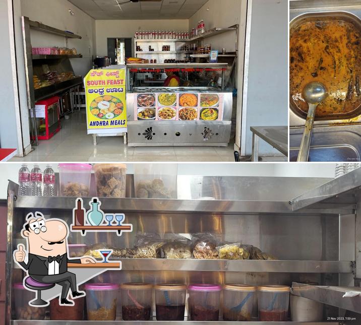 Among various things one can find interior and food at South Feast - Andra Special Curry Point