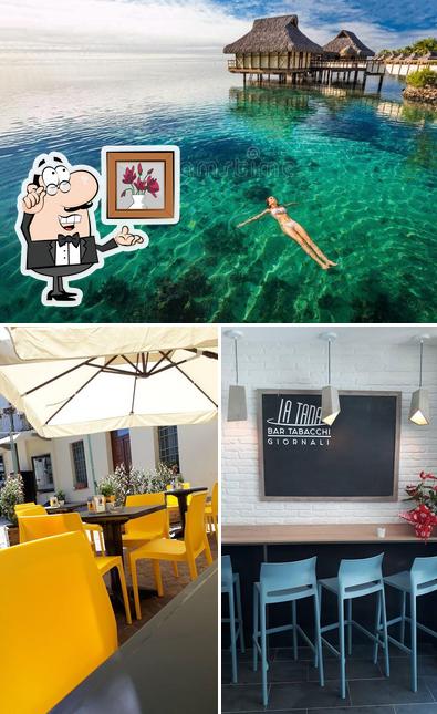 Tra le diverse cose da Cocktail bar tabacchi La Tana Chieri si possono trovare la interni e esterno