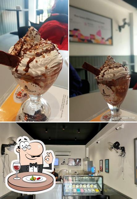 This is the picture depicting food and interior at Frapino