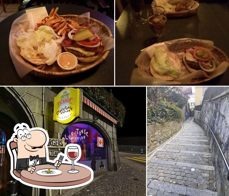 La foto di cibo e esterno da Clock Tower Station