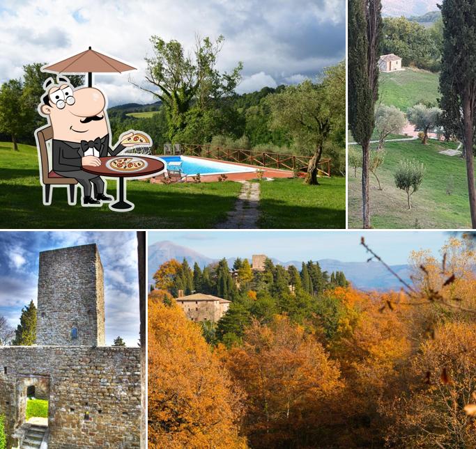Puoi goderti l'aria fresca da seduto all'esterno di Castello di Petroia Relais