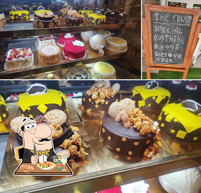 The image of food and blackboard at The Crust