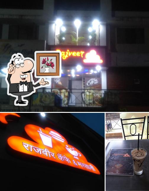 Take a look at the image depicting interior and drink at Rajveer Café & Mastani