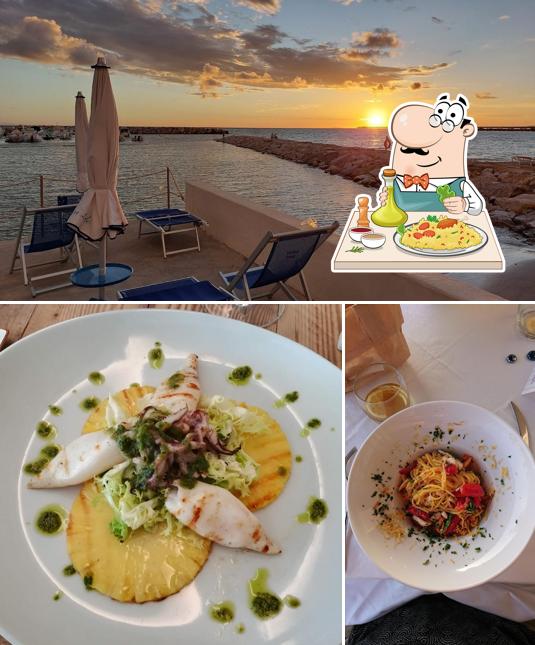 Questa è la foto che mostra la cibo e esterno di RISTORANTE LIDO B