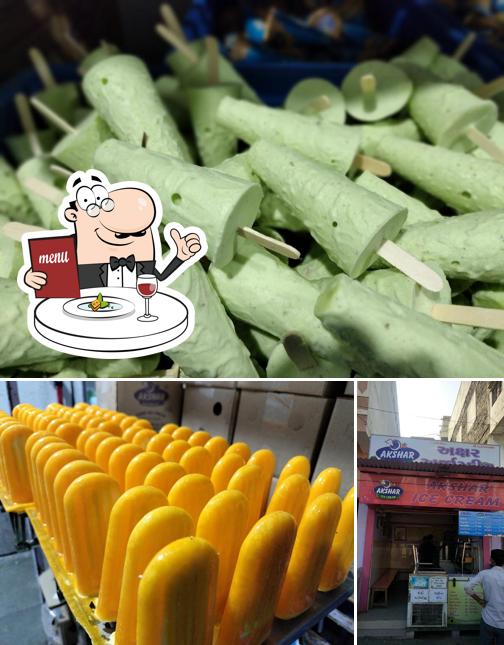 This is the picture depicting food and interior at Akshar ice cream