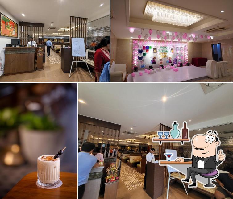 Take a seat at one of the tables at Vivaha Bhojanambu