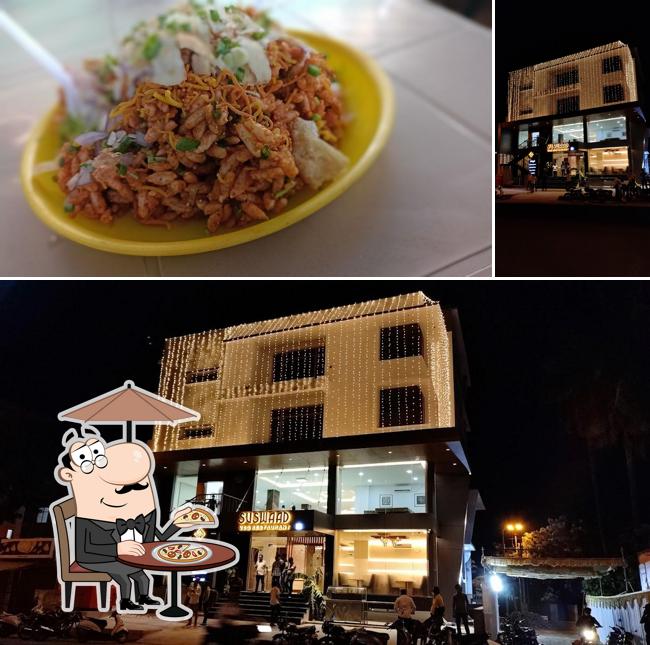 This is the picture depicting exterior and food at Suswaad Veg Restaurant