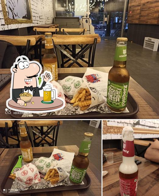 You can get a glass of light or dark beer