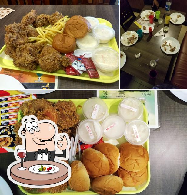 Among various things one can find food and dining table at EFC
