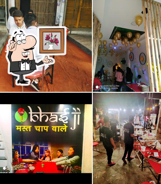 Take a seat at one of the tables at Bhai ji Mast Chaap Wale Main Branch