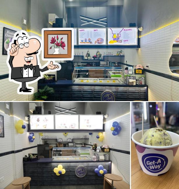 The restaurant's interior and food